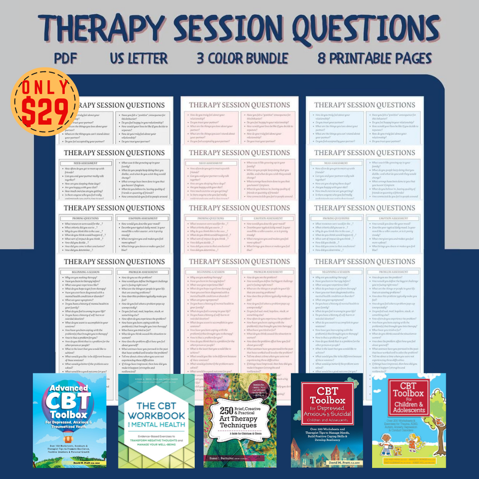 Therapy Session Questions & Counseling Notes Bundle | Clinical Tools, Progress Notes, & Documentation Reference