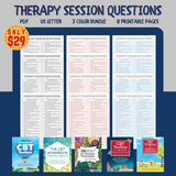 Therapy Session Questions & Counseling Notes Bundle | Clinical Tools, Progress Notes, & Documentation Reference