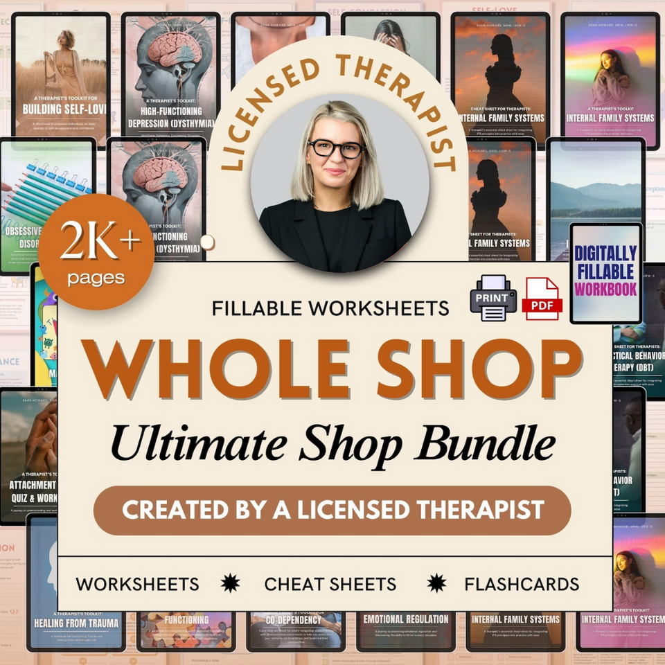 Therapist Resource Mega Bundle: 800+ Therapy Worksheets, 30+ Ebooks, EMDR Scripts, CBT/DBT Tools, Planners, Progress Notes & More