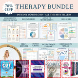 70% OFF Therapy Worksheet Bundle: Psychology Resources for Managing the Inner Critic, Setting Boundaries, and Healing Trauma with Acceptance, Safety plan, Planner, GAD and Affirmations!