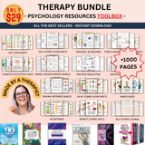 Therapist Resource Mega Bundle: 800+ Therapy Worksheets, 30+ Ebooks, EMDR Scripts, CBT/DBT Tools, Planners, Progress Notes & More