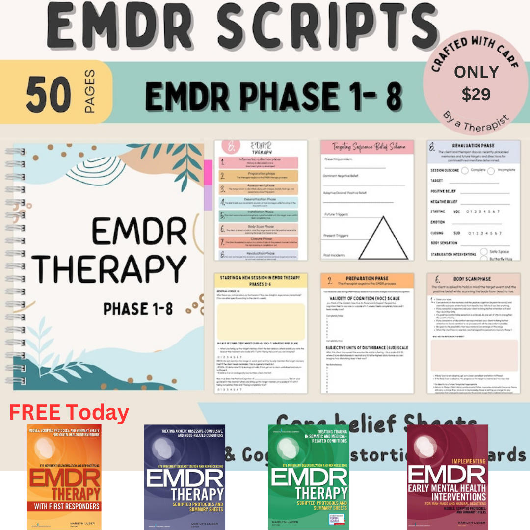 Eye Movement Psychotherapy Bundle: EMDR script phase 1-8, EMDR equipme ...