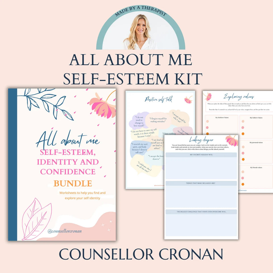 70% OFF Therapy Worksheet Bundle: Psychology Resources for Managing the Inner Critic, Setting Boundaries, and Healing Trauma with Acceptance, Safety plan, Planner, GAD and Affirmations!