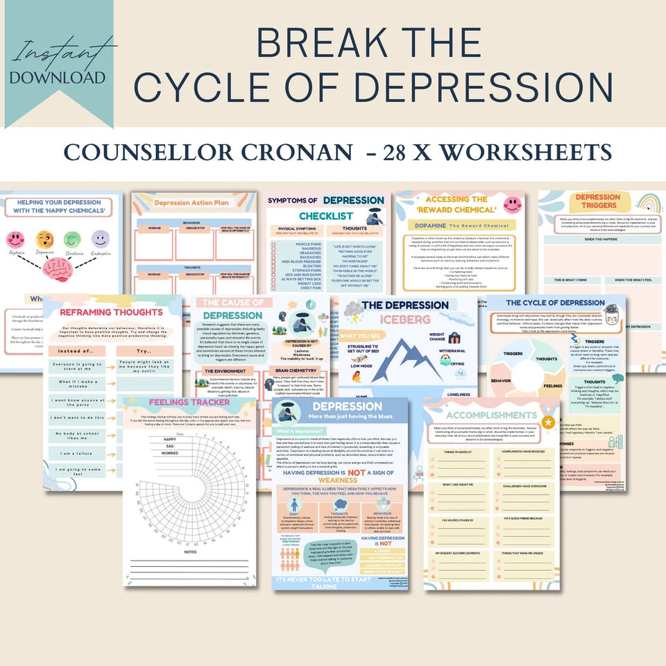 70% OFF Therapy Worksheet Bundle: Psychology Resources for Managing the Inner Critic, Setting Boundaries, and Healing Trauma with Acceptance, Safety plan, Planner, GAD and Affirmations!