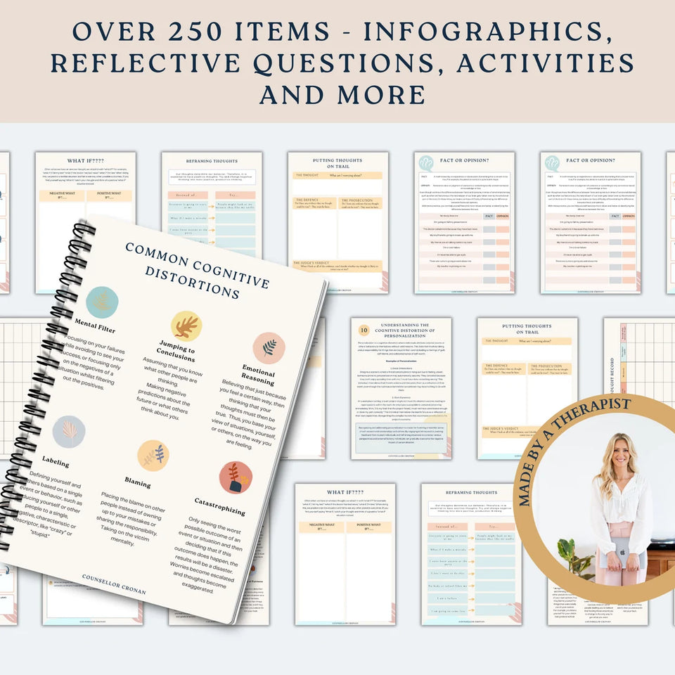 70% OFF Therapy Worksheet Bundle: Psychology Resources for Managing the Inner Critic, Setting Boundaries, and Healing Trauma with Acceptance, Safety plan, Planner, GAD and Affirmations!