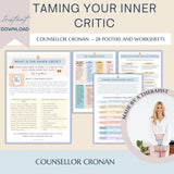 70% OFF Therapy Worksheet Bundle: Psychology Resources for Managing the Inner Critic, Setting Boundaries, and Healing Trauma with Acceptance, Safety plan, Planner, GAD and Affirmations!