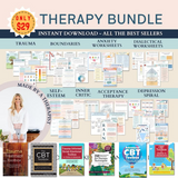 Mental Health Therapy Worksheet Bundle: Psychology Resources for Inner Critic, Boundaries, Trauma, and GAD – Includes Safety Plan, Planner, and Affirmations