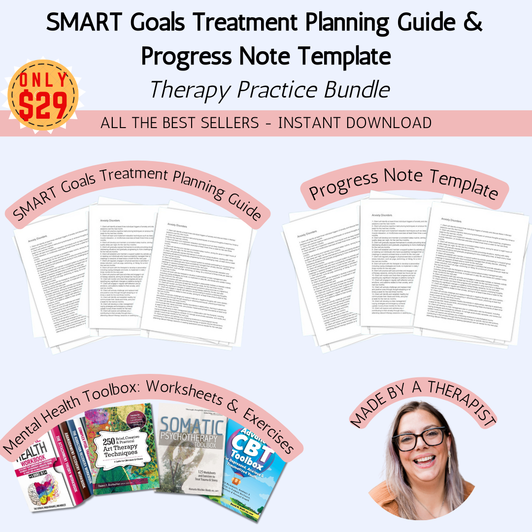 Smart Therapy Script Therapy Practice Bundle: SMART Goals Treatment Planning Guide & Progre ...