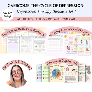 Depression Therapy Worksheet Bundle: Treatment-Resistant Depression, CBT Strategies, and Healing Techniques