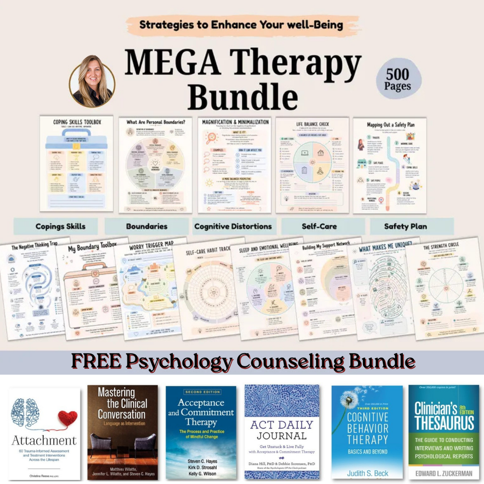Mega shop bundle: 500 + Pages of Therapy worksheets and Activities. Anxiety, Self-Care Planner. Emotional Support. Coping skills.