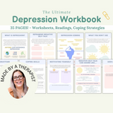 Depression Therapy Worksheet Bundle: Treatment-Resistant Depression, CBT Strategies, and Healing Techniques