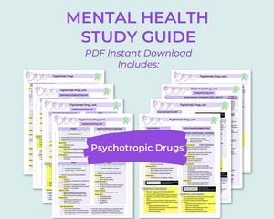 Psychiatric-Mental Health Study Guide: Nursing student study guide, Psychotropic Drugs, Mental Illness Diagnosis, Treatment Settings and more!