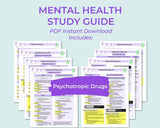 Psychiatric-Mental Health Study Guide: Nursing student study guide, Psychotropic Drugs, Mental Illness Diagnosis, Treatment Settings and more!