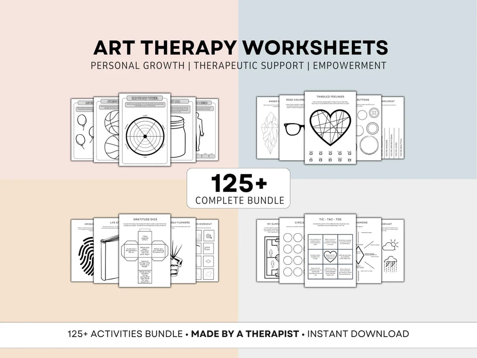 The Complete Art Therapy Worksheet: A Versatile Tool for Mental Health Professionals in Trauma, DBT, and CBT