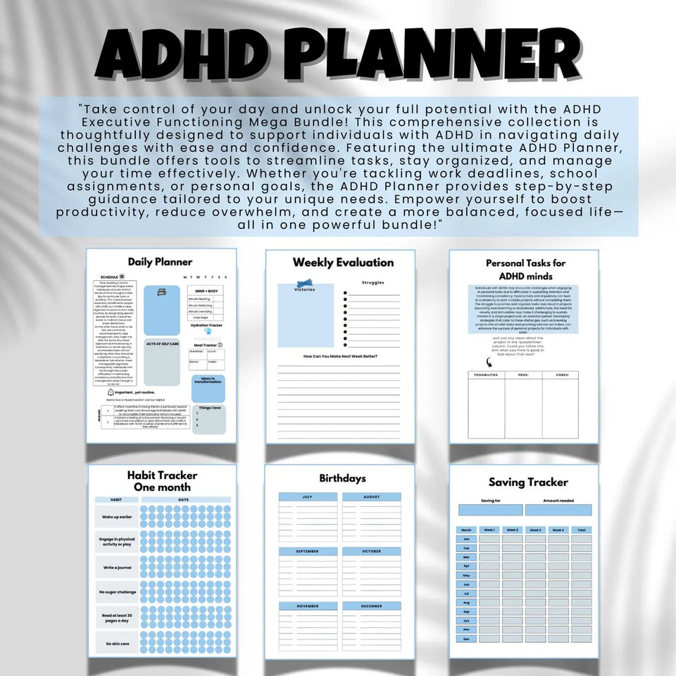 280+ ADHD Executive functioning Worksheets, ADHD Worksheets, Executive Function Bundle, School Counseling, Anxiety