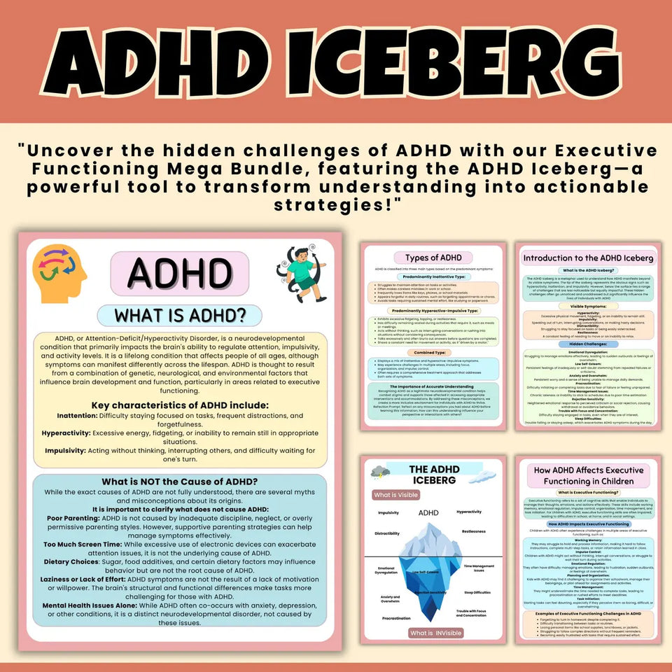 280+ ADHD Executive functioning Worksheets, ADHD Worksheets, Executive Function Bundle, School Counseling, Anxiety