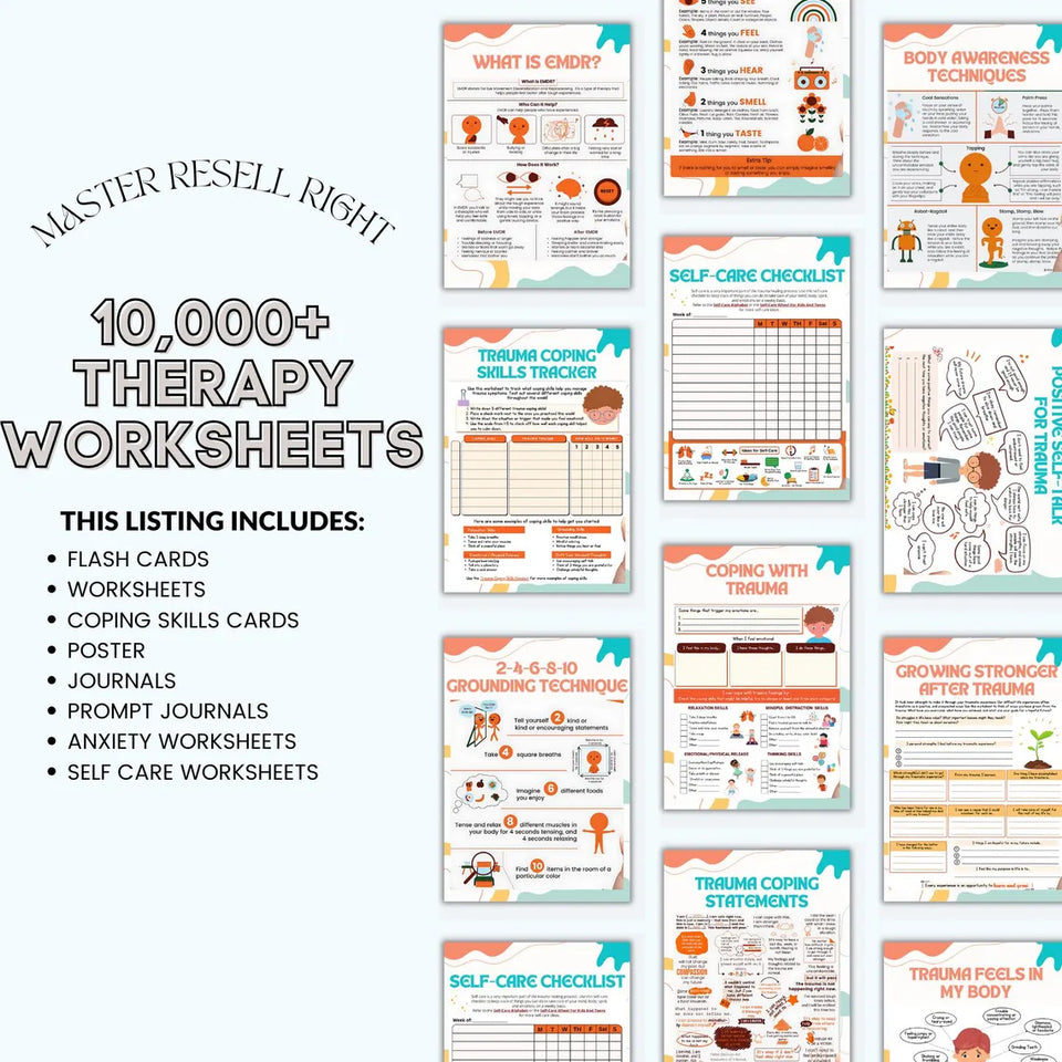 Therapy bundle, Psychology Worksheets, internal family systems, DBT bundle, EMDR scripts, trauma bundle, act bundle, psychologist resources
