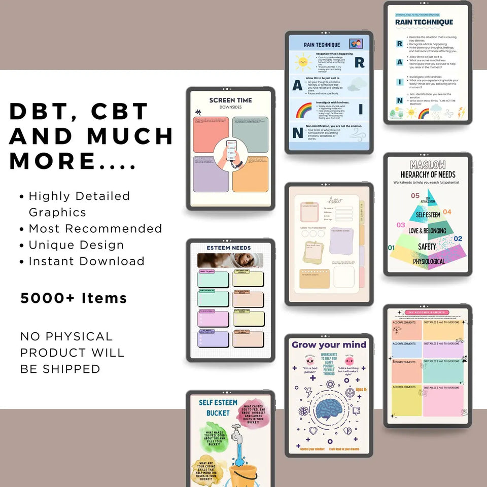 Therapy bundle: Psychology Worksheets, internal family systems, DBT bundle, EMDR scripts, trauma bundle, act bundle, psychologist resources