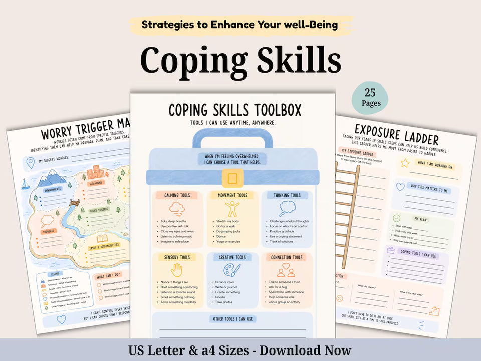 Mega shop bundle: 500 + Pages of Therapy worksheets and Activities. Anxiety, Self-Care Planner. Emotional Support. Coping skills.