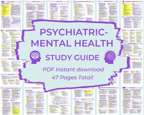 Psychiatric-Mental Health Study Guide: Nursing student study guide, Psychotropic Drugs, Mental Illness Diagnosis, Treatment Settings and more!