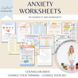 Mental Health Therapy Worksheet Bundle: Psychology Resources for Inner Critic, Boundaries, Trauma, and GAD – Featuring a Safety Plan, Planner, and Affirmations!