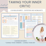 Mental Health Therapy Worksheet Bundle: Psychology Resources for Inner Critic, Boundaries, Trauma, and GAD – Featuring a Safety Plan, Planner, and Affirmations!