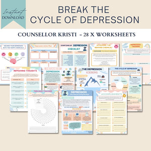 Mental Health Therapy Worksheet Bundle: Psychology Resources for Inner Critic, Boundaries, Trauma, and GAD – Featuring a Safety Plan, Planner, and Affirmations!