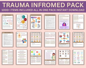 Mental Health Therapy Worksheet Bundle: Psychology Resources for Inner Critic, Boundaries, Trauma, and GAD – Includes Safety Plan, Planner, and Affirmations!