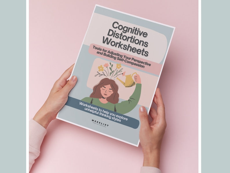 Cognitive Distortion Worksheets, Thinking Errors, Unhelpful Thinking Patterns, Workbook, CBT, Therapy Coping Skills Anxiety Tool DBT List +FREE Mental Health Ebook Bundle